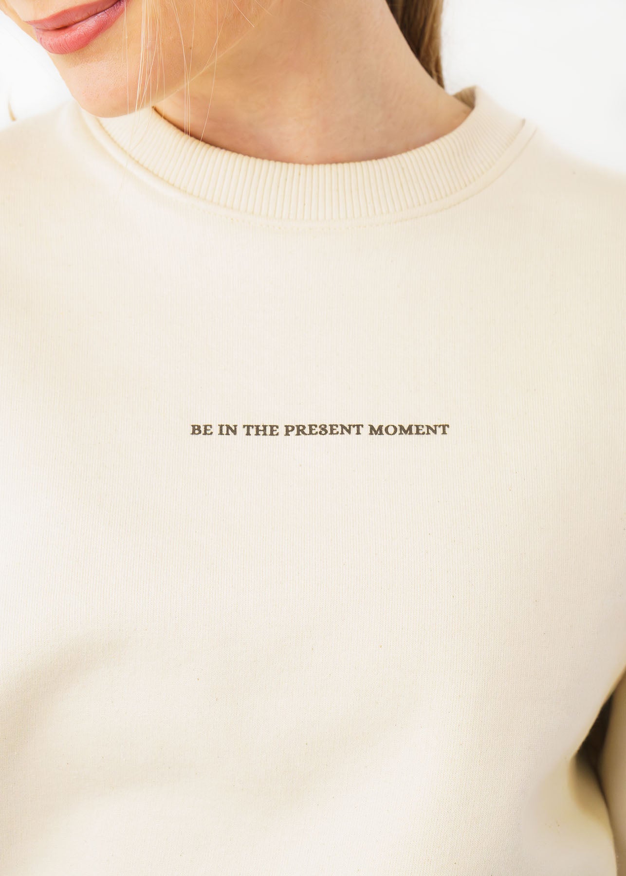 "PRESENT MOMENT" Organic Sweater Beige