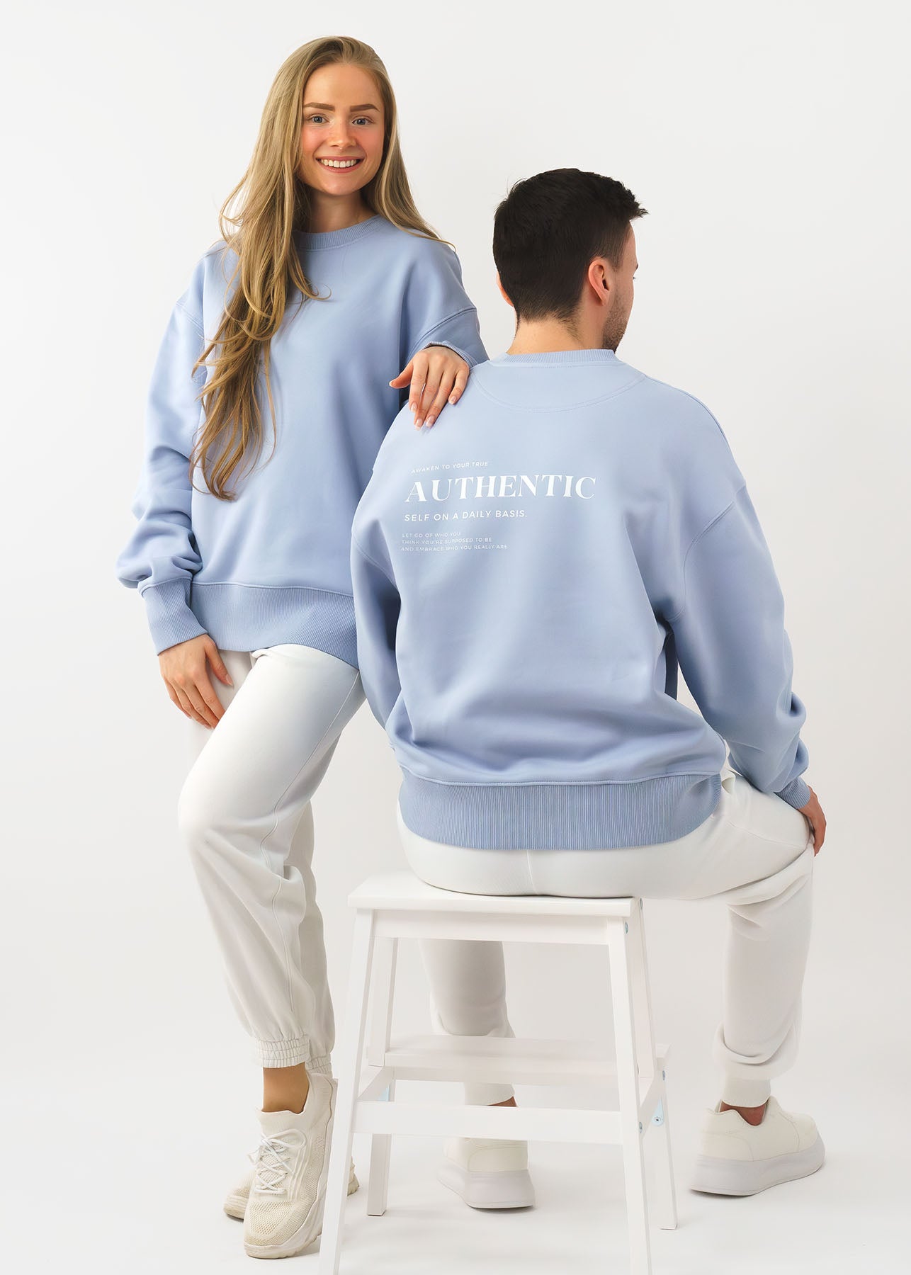 "BEING AUTHENTIC"  Sweater Serene Blue